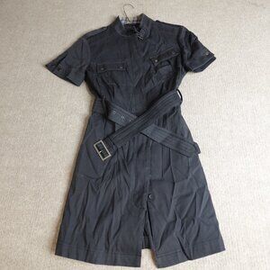 Belfast Womens Dress 8 Black Belted Shirt Made in Italy